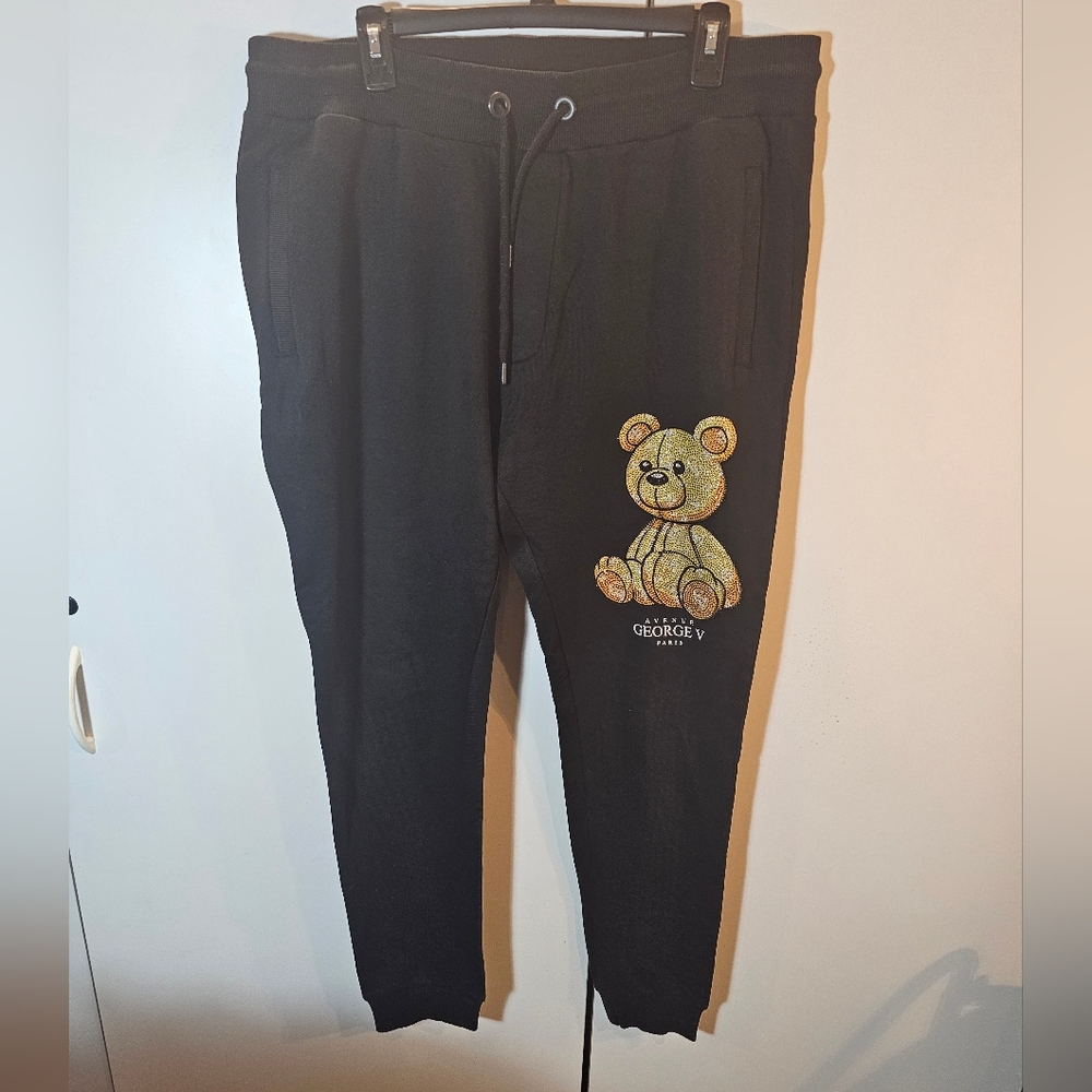 George Black Joggers with Bear Design